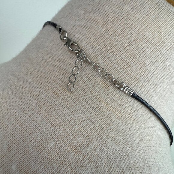 Gold Tone Labradorite Pendant on Black Cord 22" - Picture 5 of 5